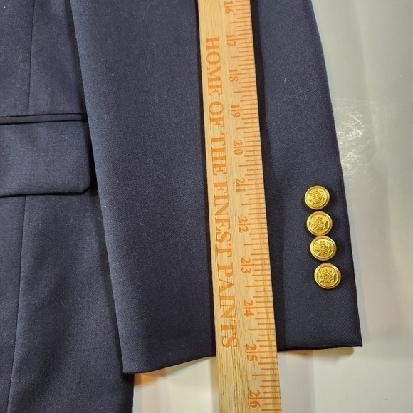SADDLEBRED 40R Navy Blue Wool Blend Gold Button Blazer Sport Coat Suit Jacket - Picture 10 of 11